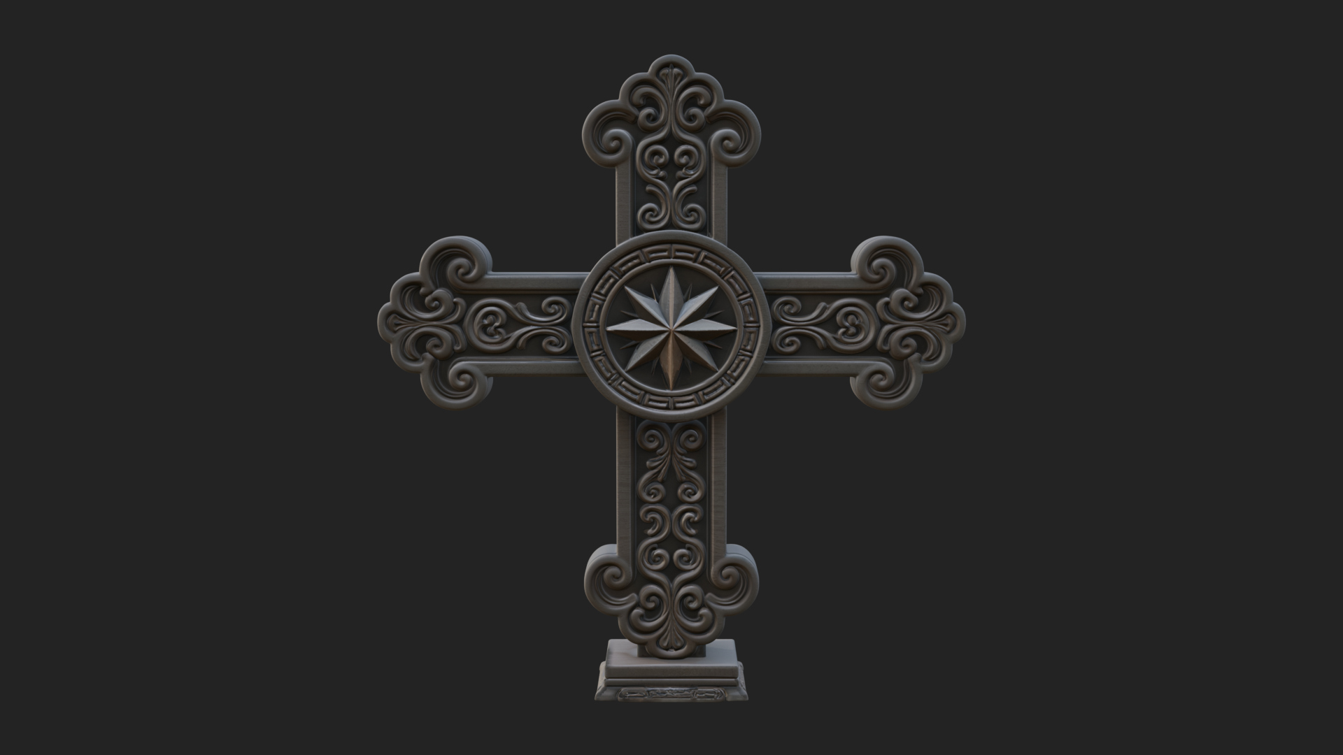 Carved Relief Wall Cross Design 42 3D Print Model 3D Model