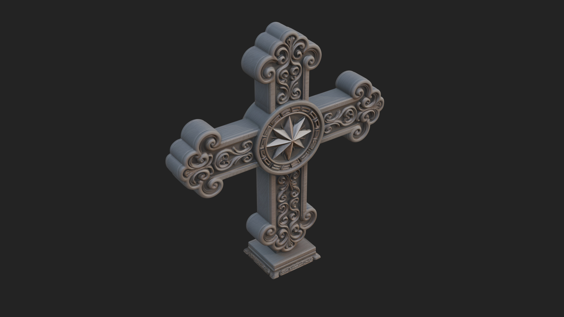 Carved Relief Wall Cross Design 42 3D Print Model 3D Model