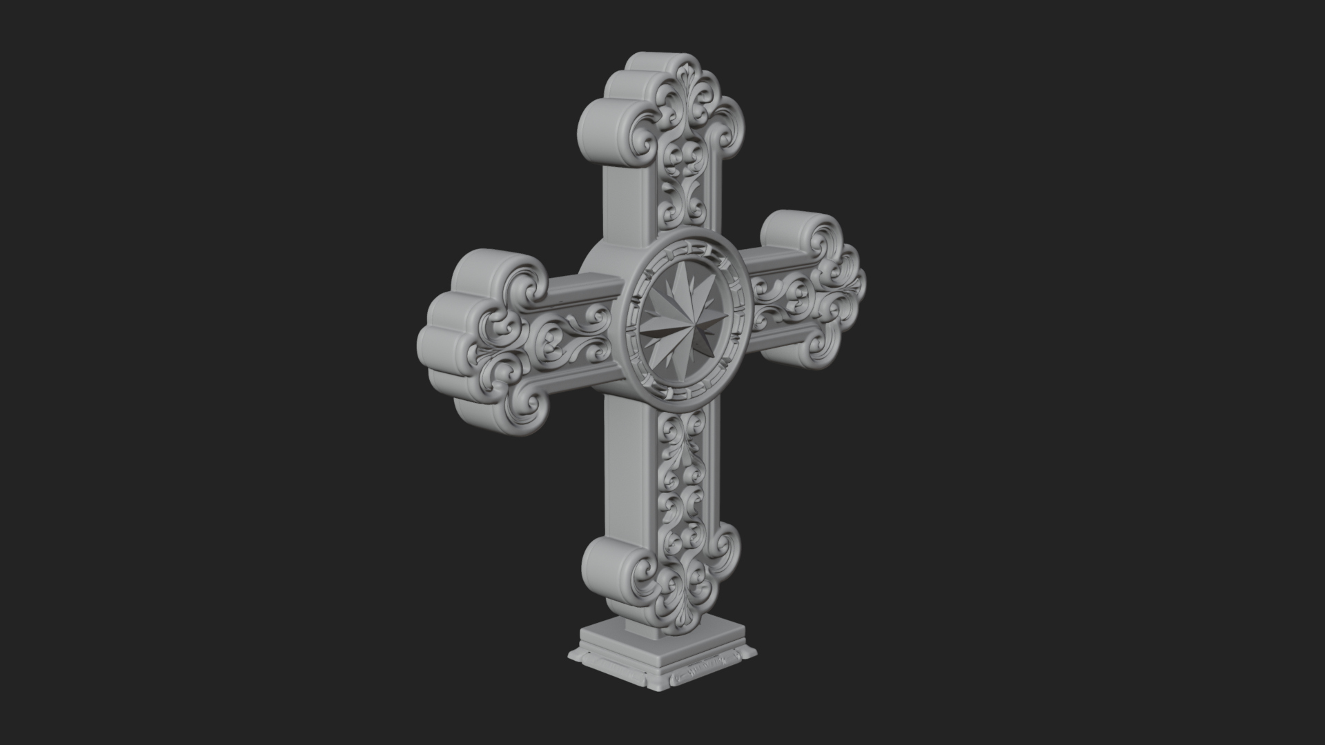 Carved Relief Wall Cross Design 42 3D Print Model 3D Model