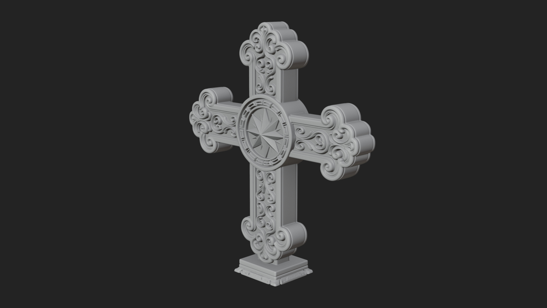 Carved Relief Wall Cross Design 42 3D Print Model 3D Model