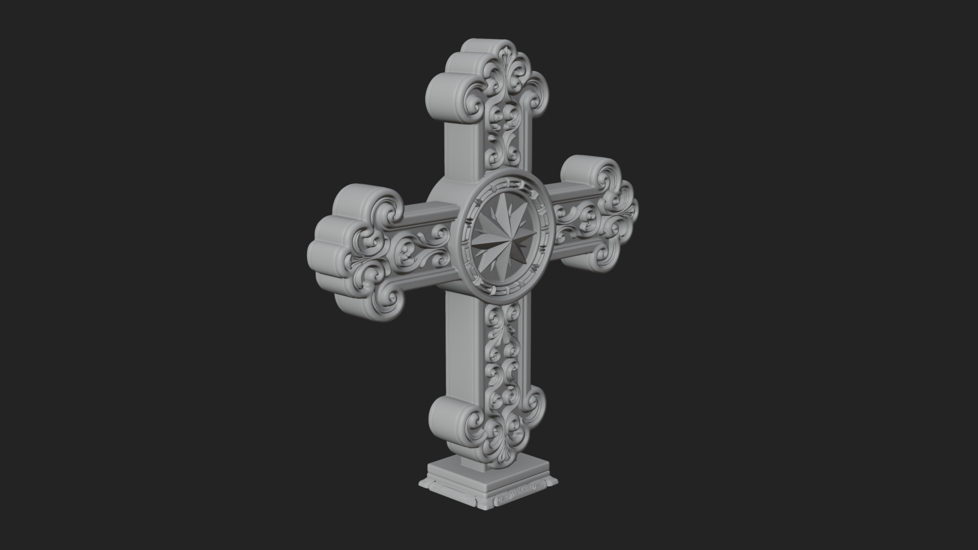 Carved Relief Wall Cross Design 42 3D Print Model 3D Model