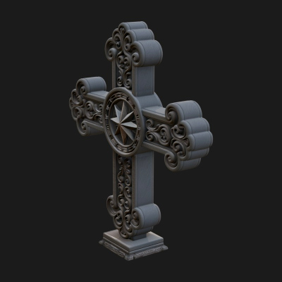 Carved Relief Wall Cross Design 42 3D Print Model