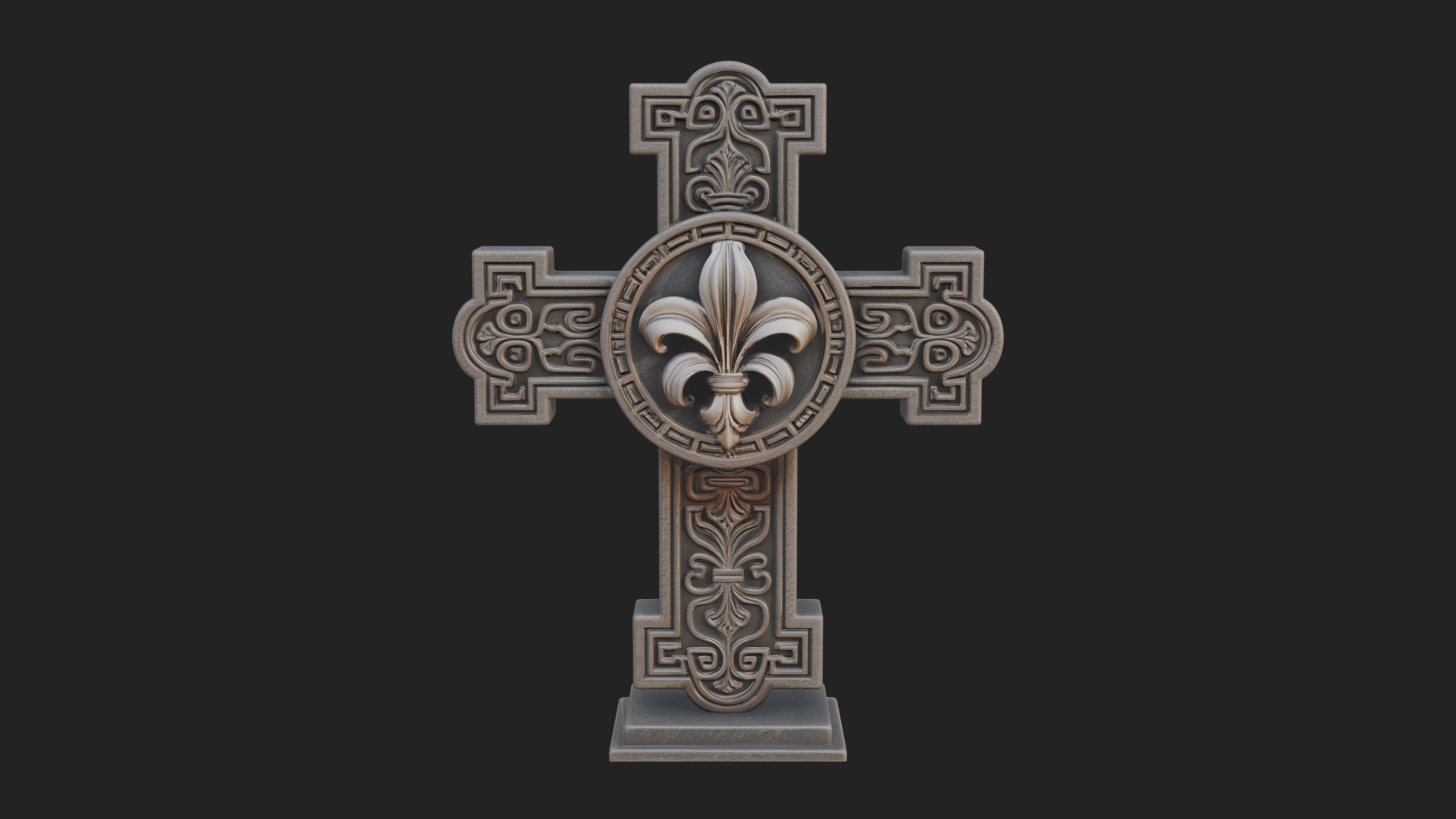 Carved Relief Wall Cross Design 420 3D Print Model 3D Model