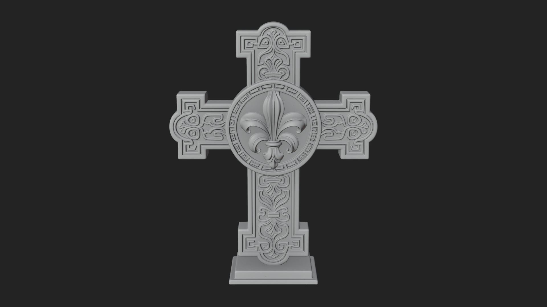 Carved Relief Wall Cross Design 420 3D Print Model 3D Model