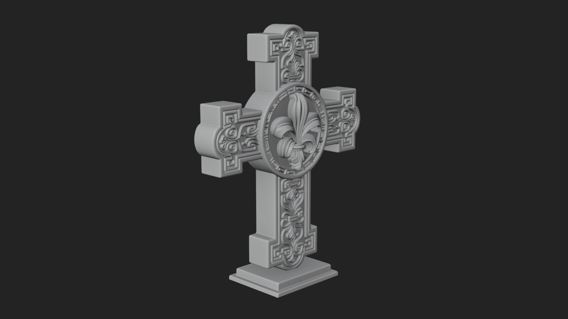 Carved Relief Wall Cross Design 420 3D Print Model 3D Model