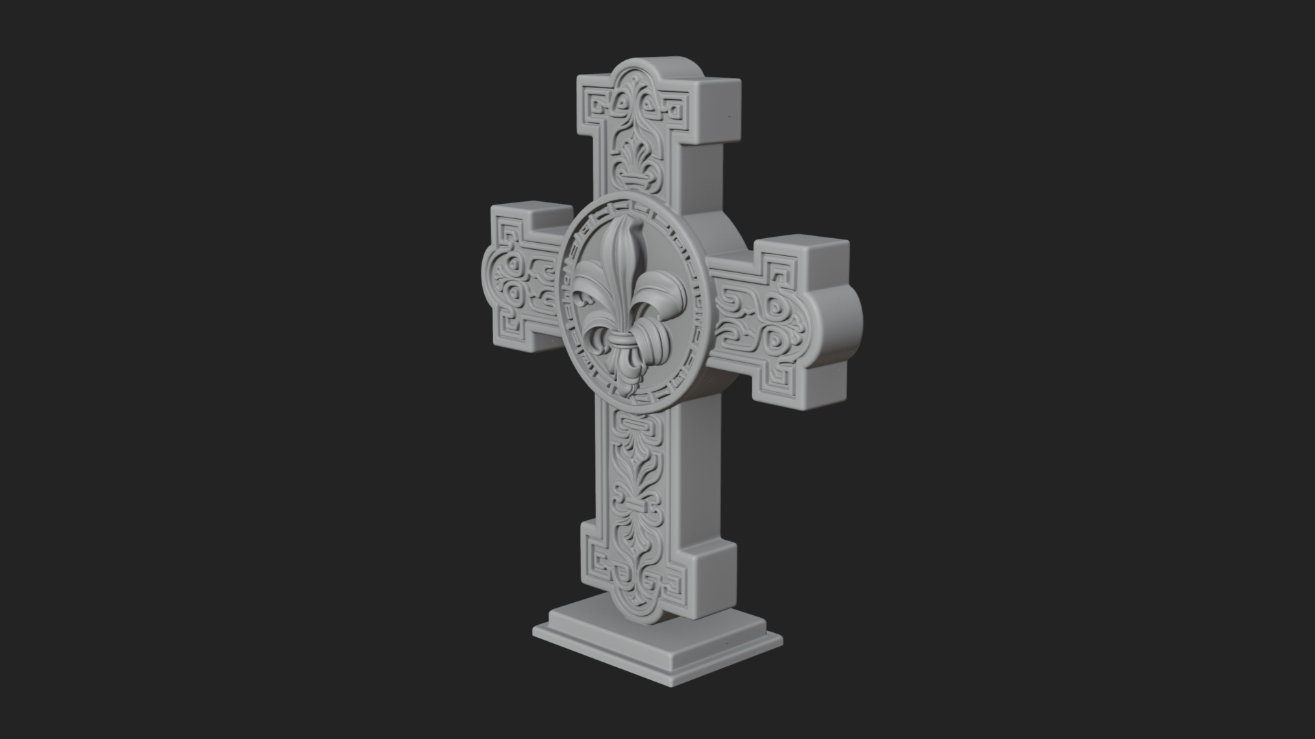 Carved Relief Wall Cross Design 420 3D Print Model 3D Model