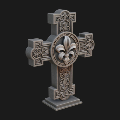 Carved Relief Wall Cross Design 420 3D Print Model