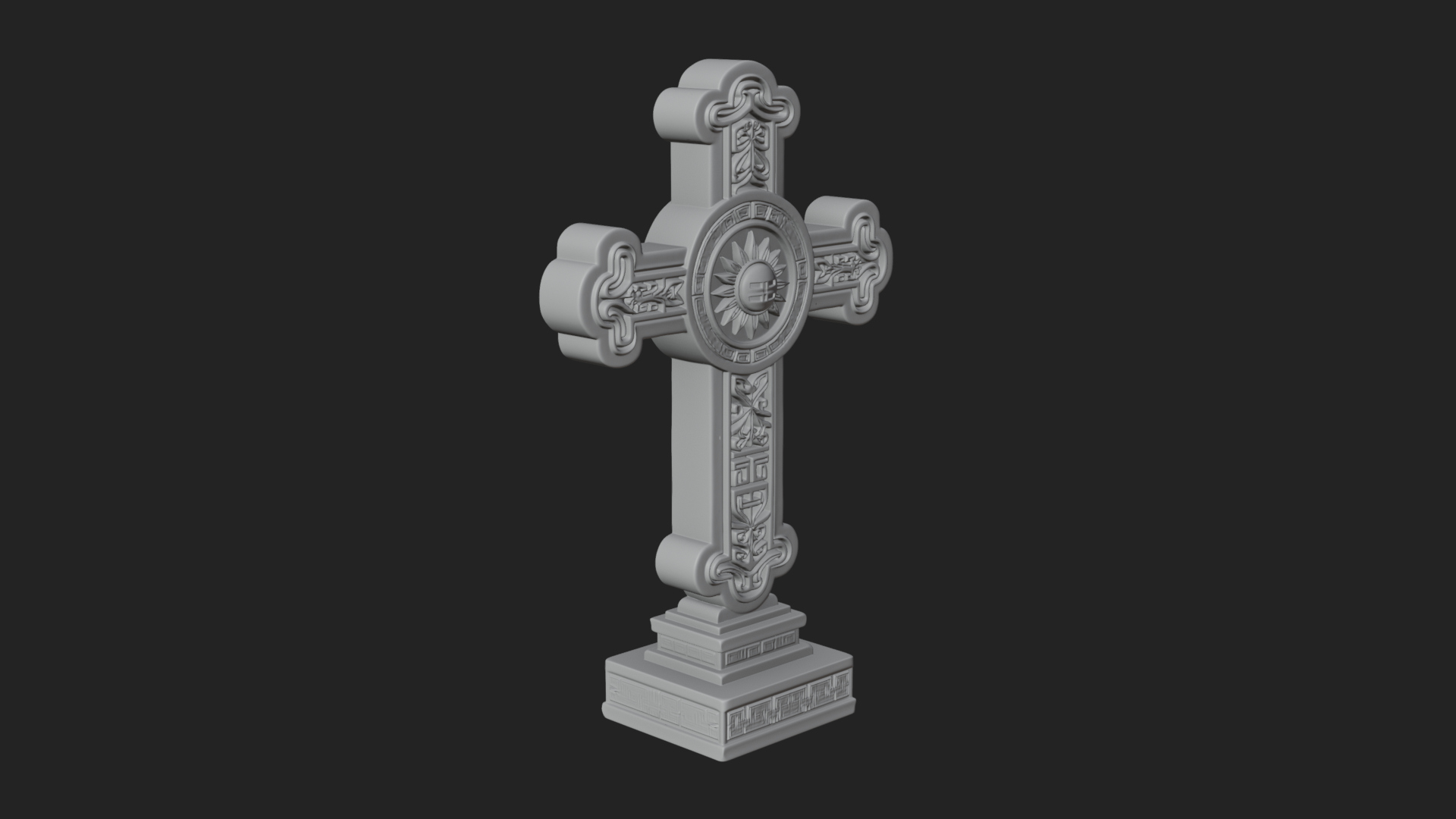 Carved Relief Wall Cross Design 422 3D Print Model 3D Model