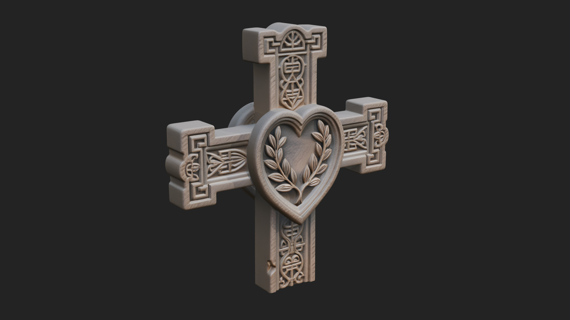 Carved Relief Wall Cross Design 424 3D Print Model 3D Model