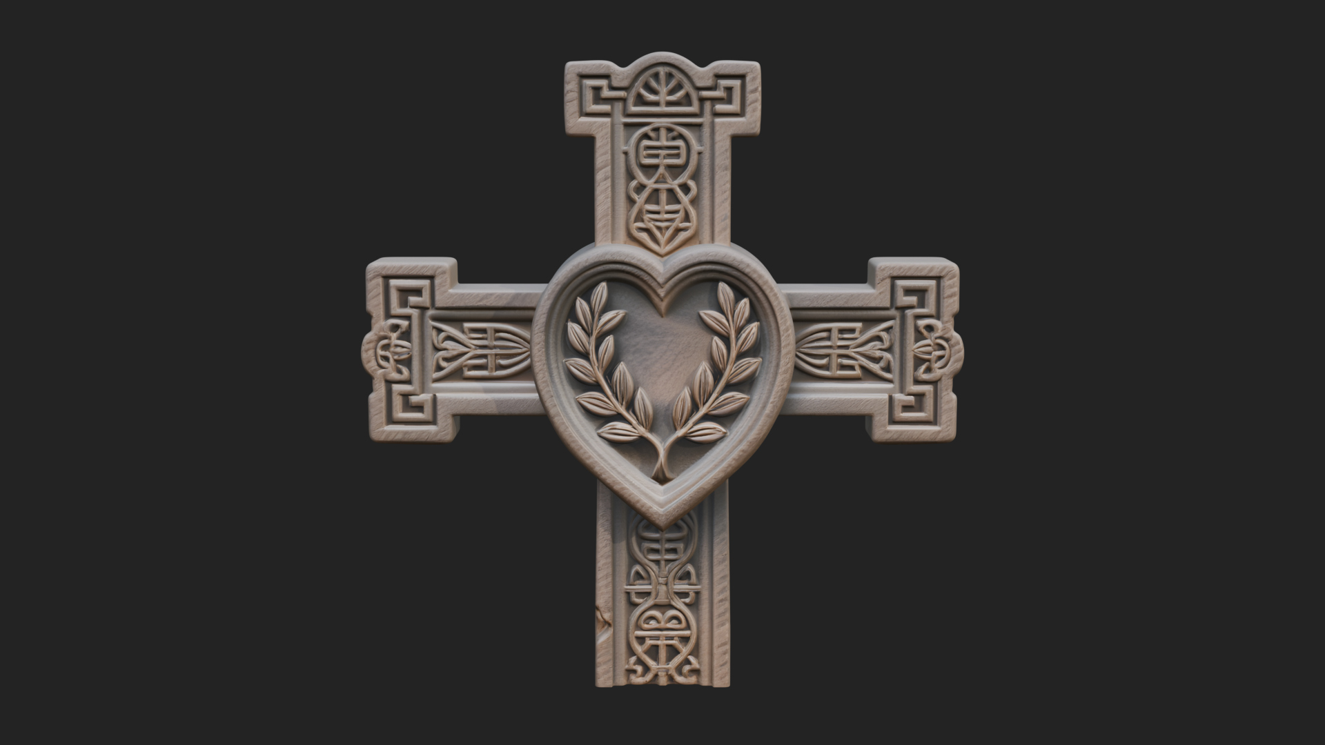 Carved Relief Wall Cross Design 424 3D Print Model 3D Model