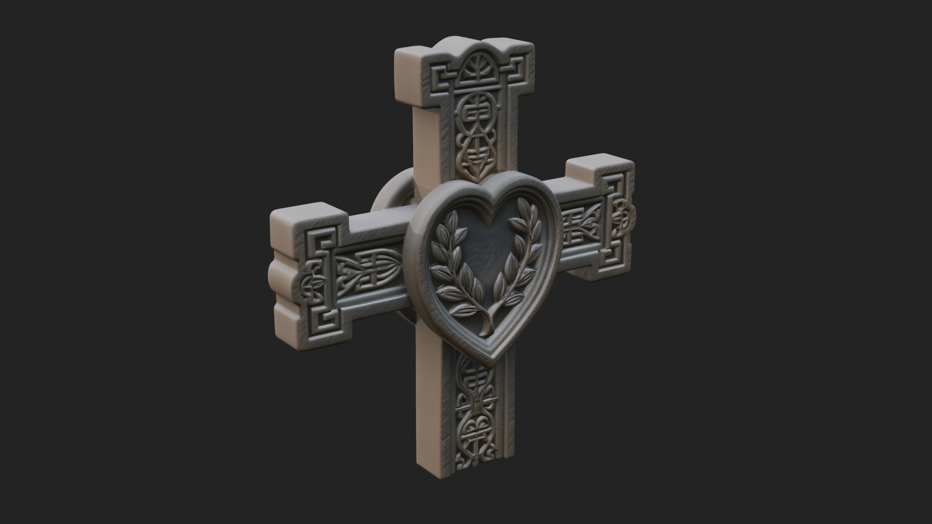 Carved Relief Wall Cross Design 424 3D Print Model 3D Model
