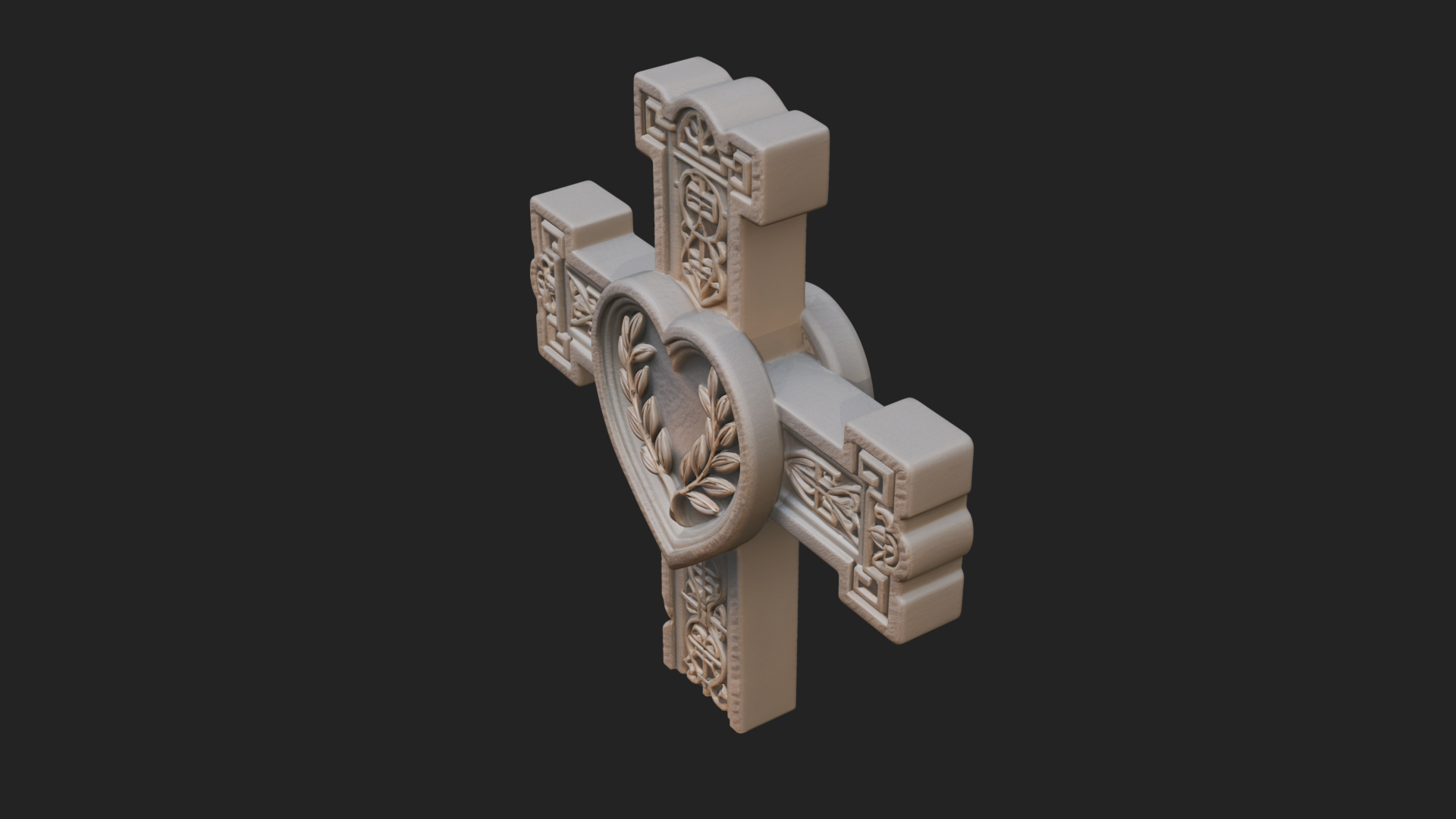 Carved Relief Wall Cross Design 424 3D Print Model 3D Model