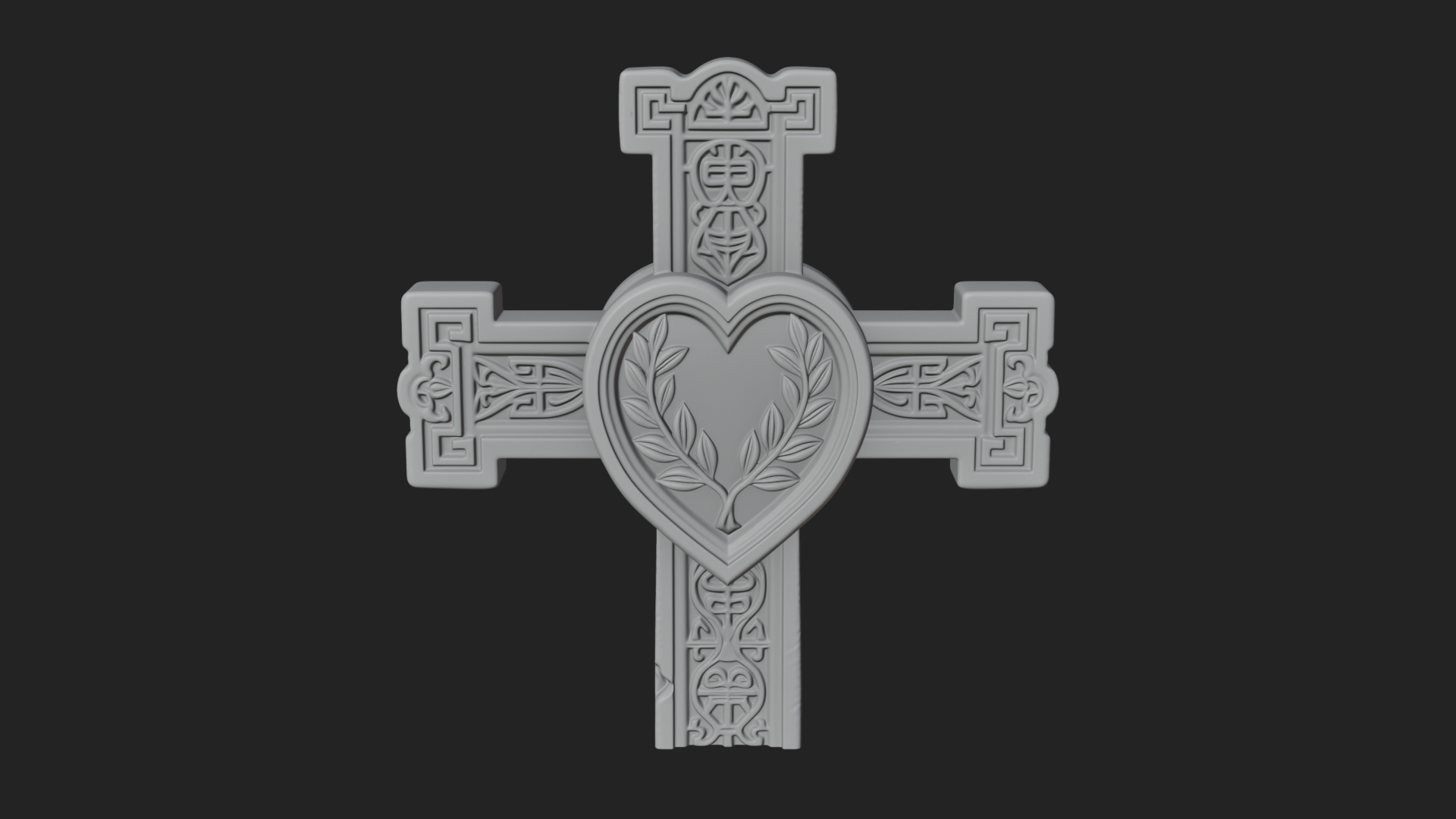 Carved Relief Wall Cross Design 424 3D Print Model 3D Model