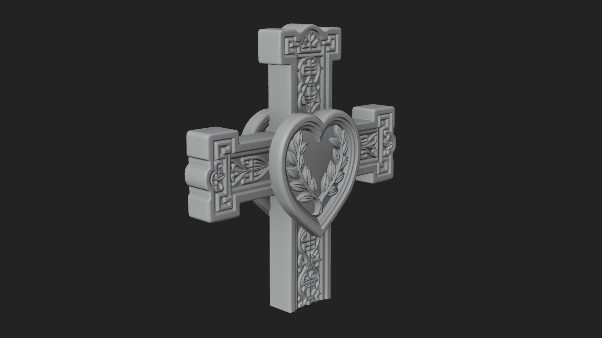 Carved Relief Wall Cross Design 424 3D Print Model 3D Model