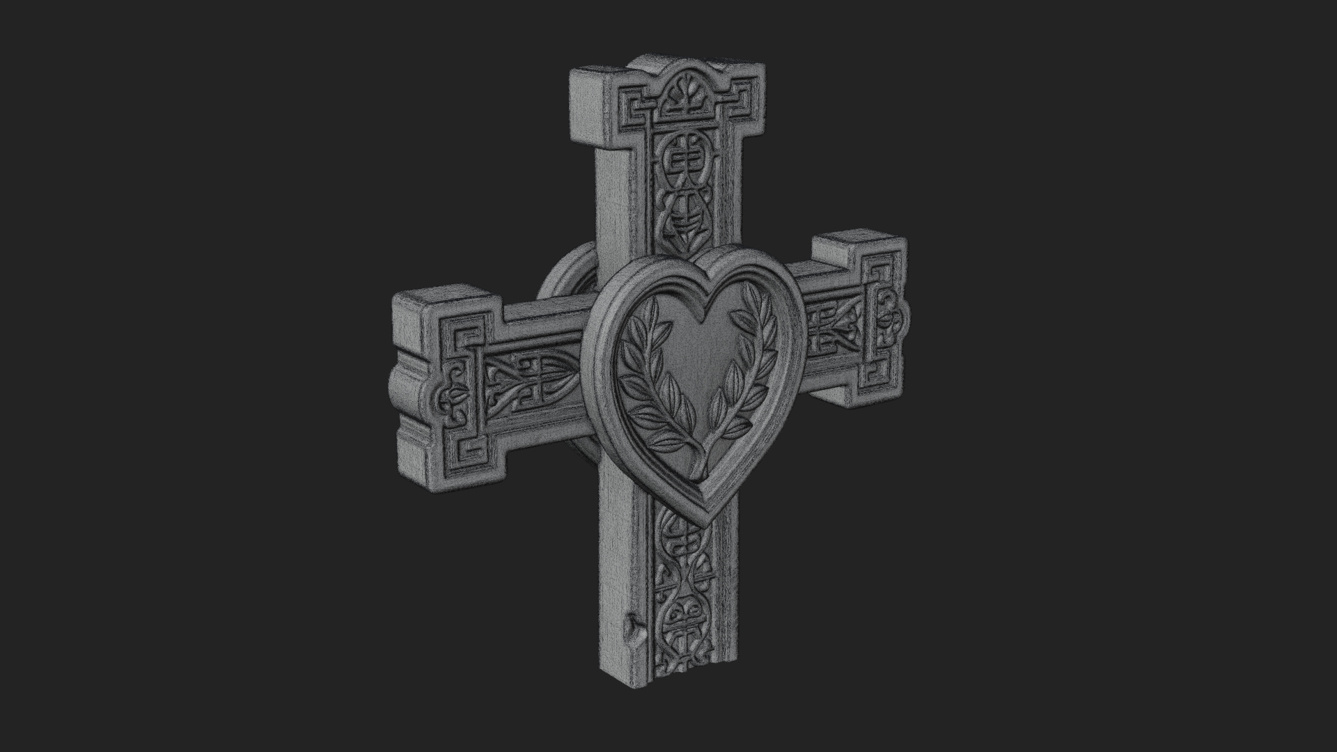 Carved Relief Wall Cross Design 424 3D Print Model 3D Model