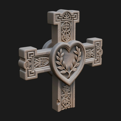 Carved Relief Wall Cross Design 424 3D Print Model