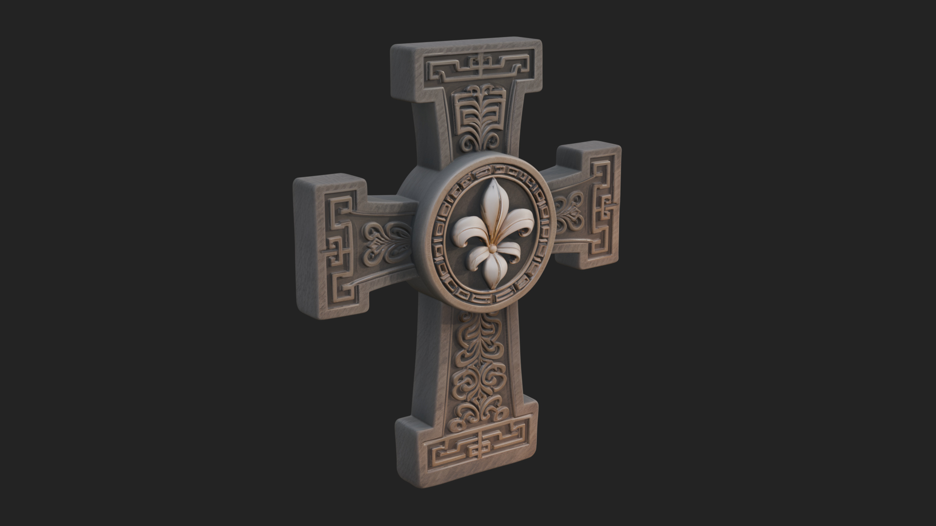 Carved Relief Wall Cross Design 425 3D Print Model 3D Model