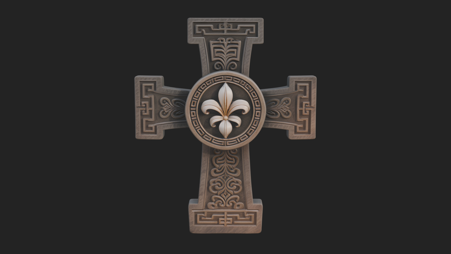 Carved Relief Wall Cross Design 425 3D Print Model 3D Model