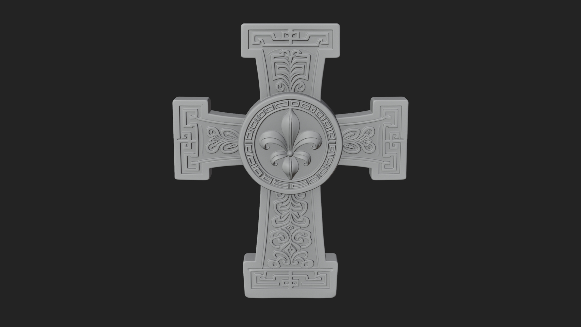 Carved Relief Wall Cross Design 425 3D Print Model 3D Model