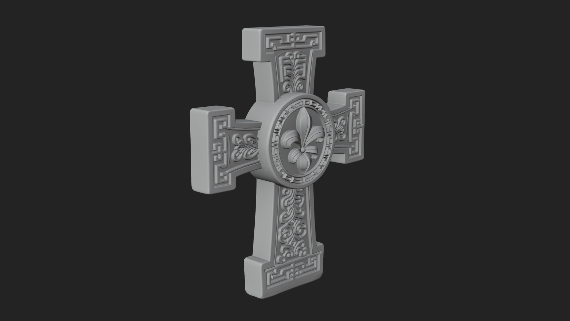 Carved Relief Wall Cross Design 425 3D Print Model 3D Model