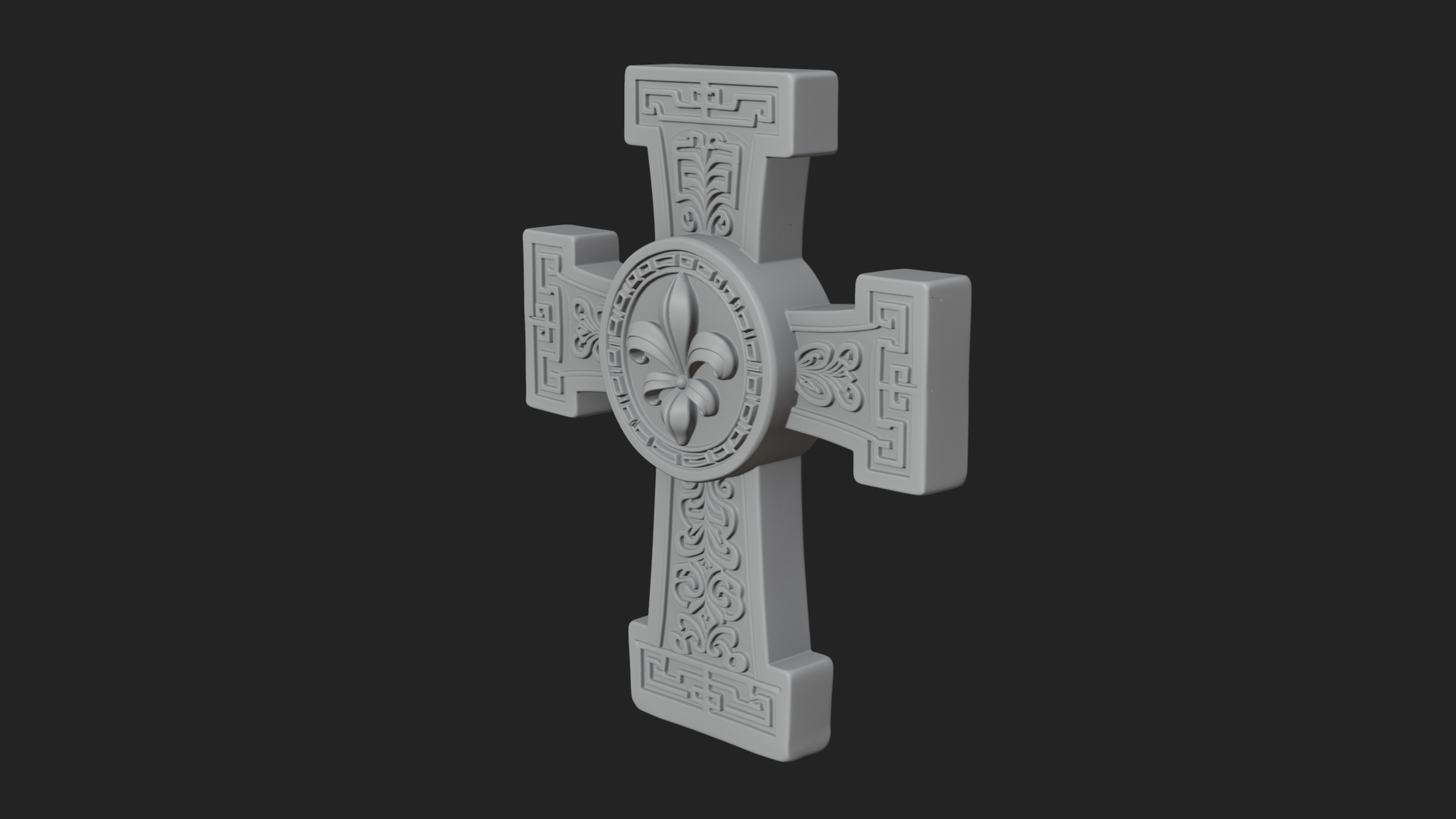 Carved Relief Wall Cross Design 425 3D Print Model 3D Model