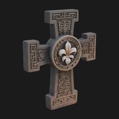 Carved Relief Wall Cross Design 425 3D Print Model