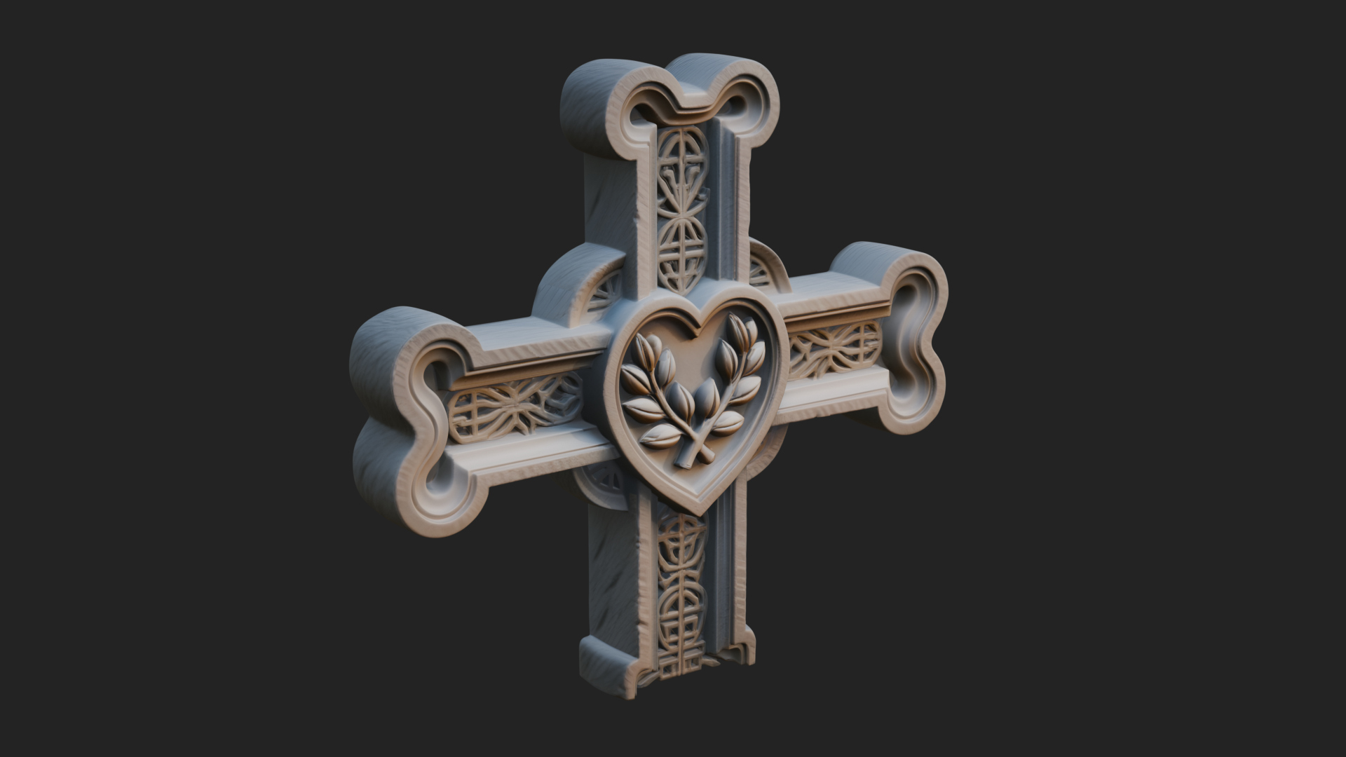 Carved Relief Wall Cross Design 427 3D Print Model 3D Model