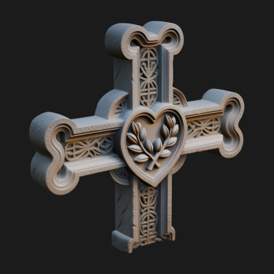Carved Relief Wall Cross Design 427 3D Print Model