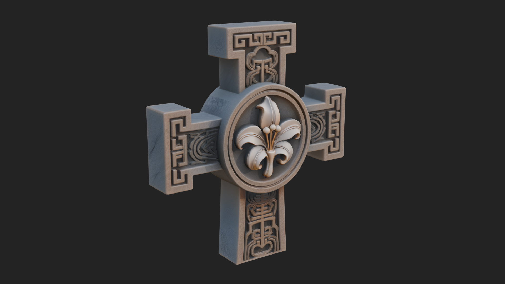 Carved Relief Wall Cross Design 428 3D Print Model 3D Model