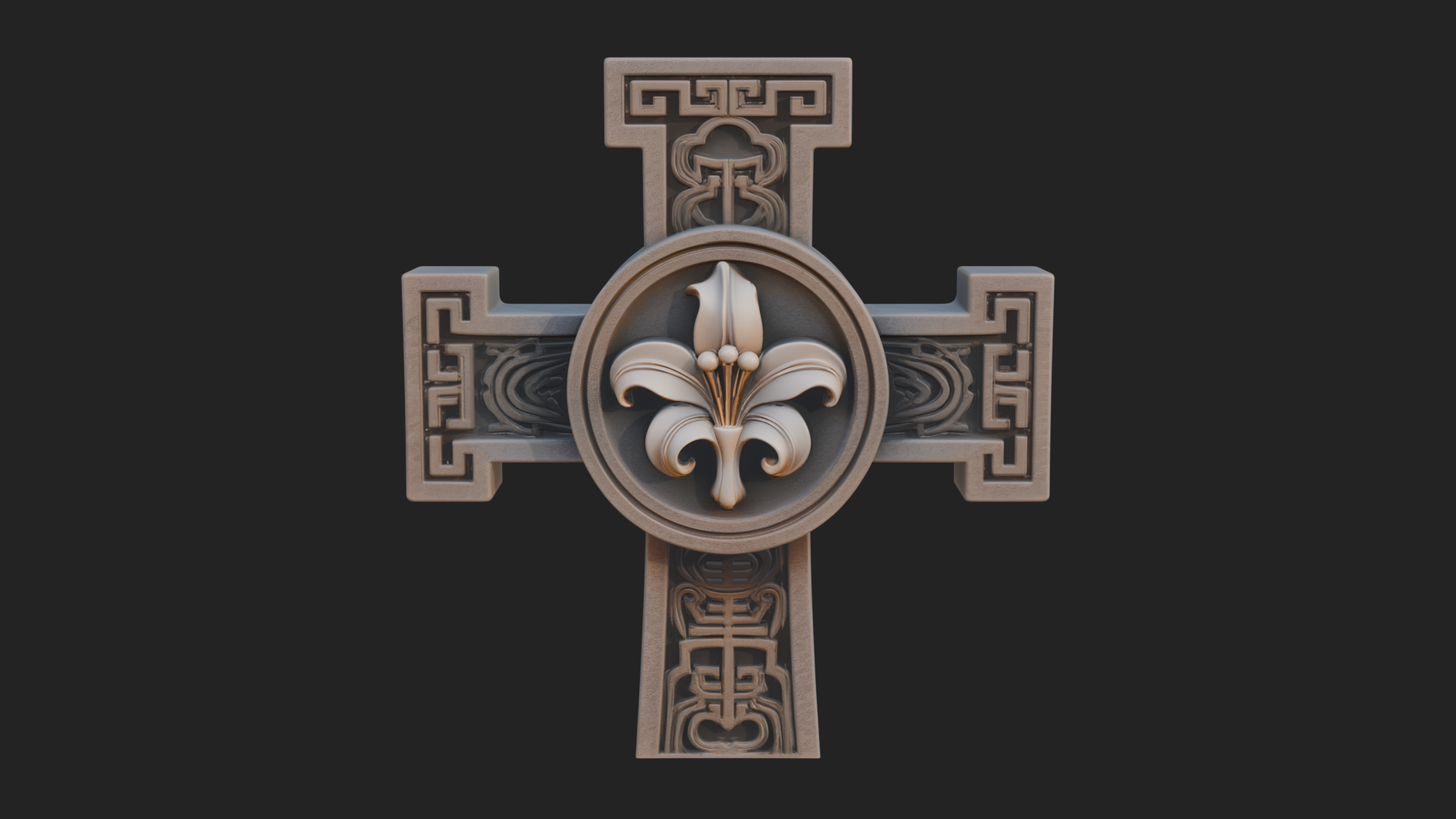 Carved Relief Wall Cross Design 428 3D Print Model 3D Model