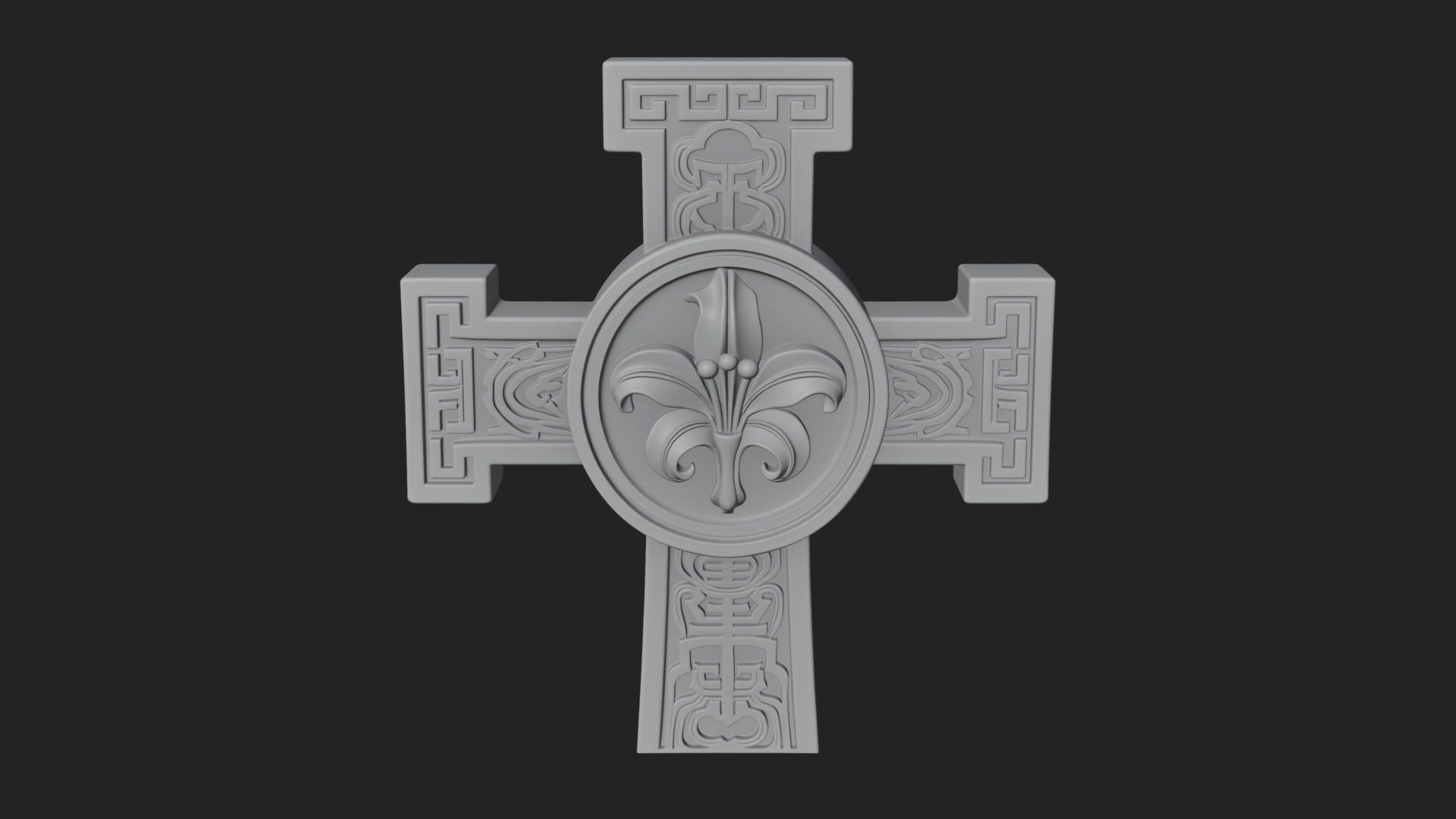 Carved Relief Wall Cross Design 428 3D Print Model 3D Model