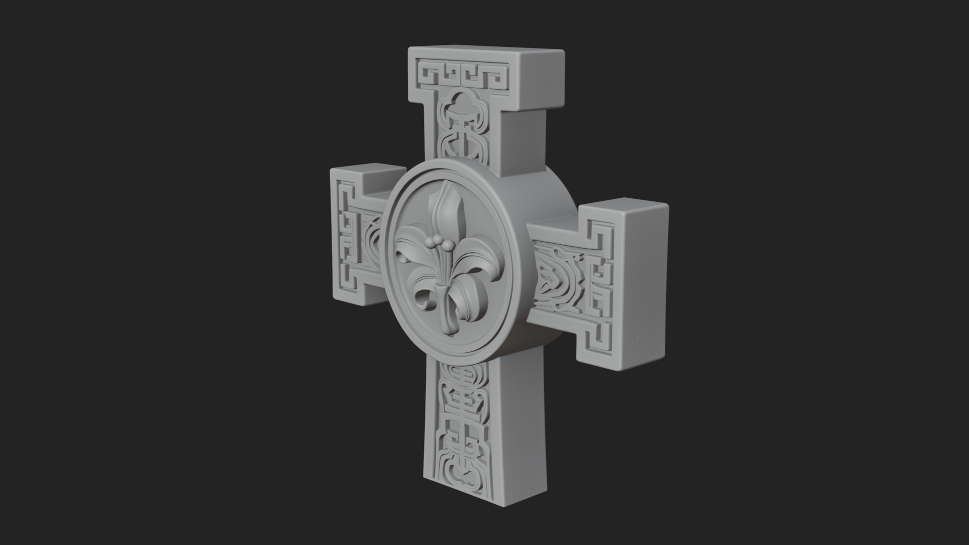 Carved Relief Wall Cross Design 428 3D Print Model 3D Model