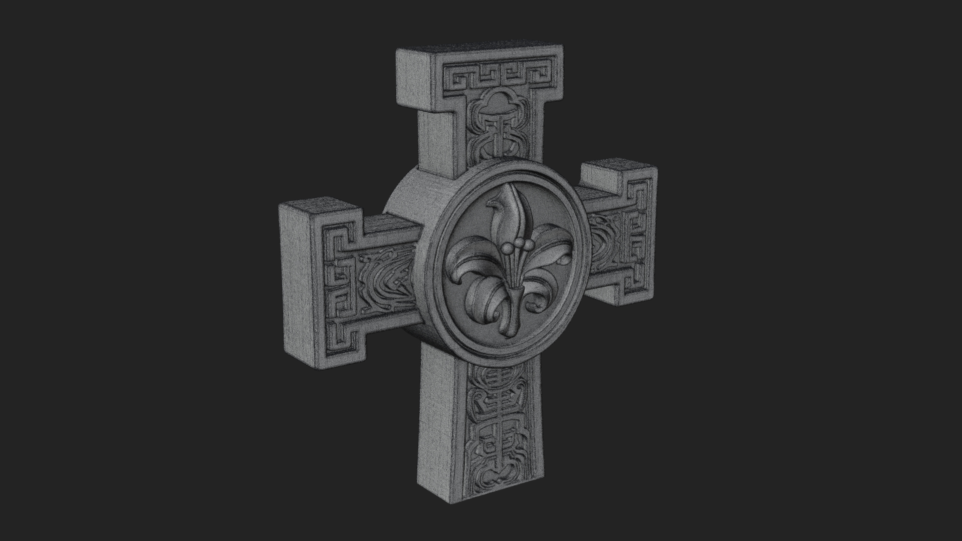 Carved Relief Wall Cross Design 428 3D Print Model 3D Model