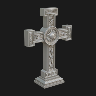 Carved Relief Wall Cross Design 429 3D Print Model