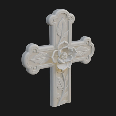 Carved Relief Wall Cross Design 43 3D Print Model