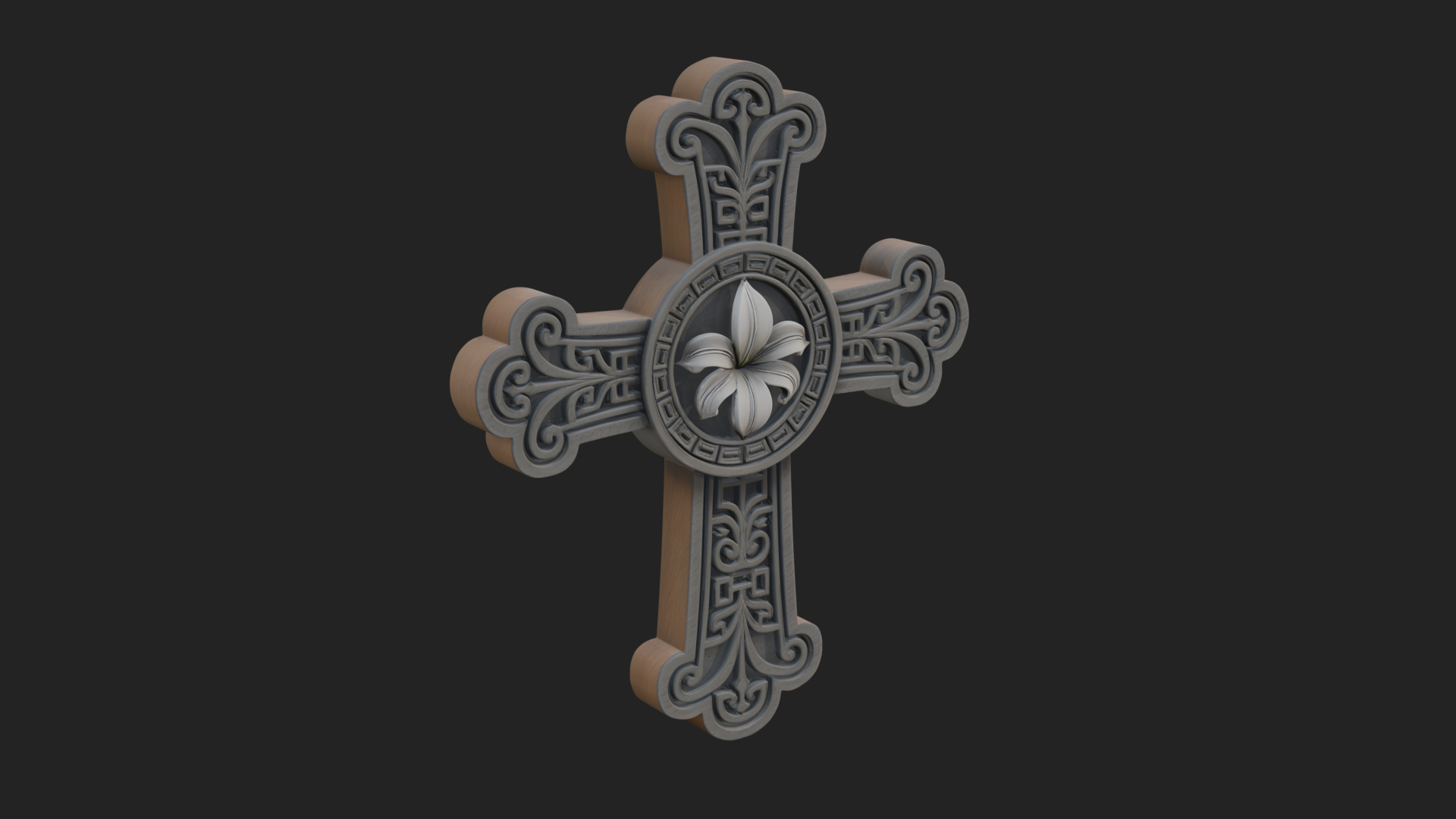 Carved Relief Wall Cross Design 430 3D Print Model 3D Model