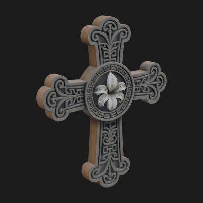 Carved Relief Wall Cross Design 430 3D Print Model