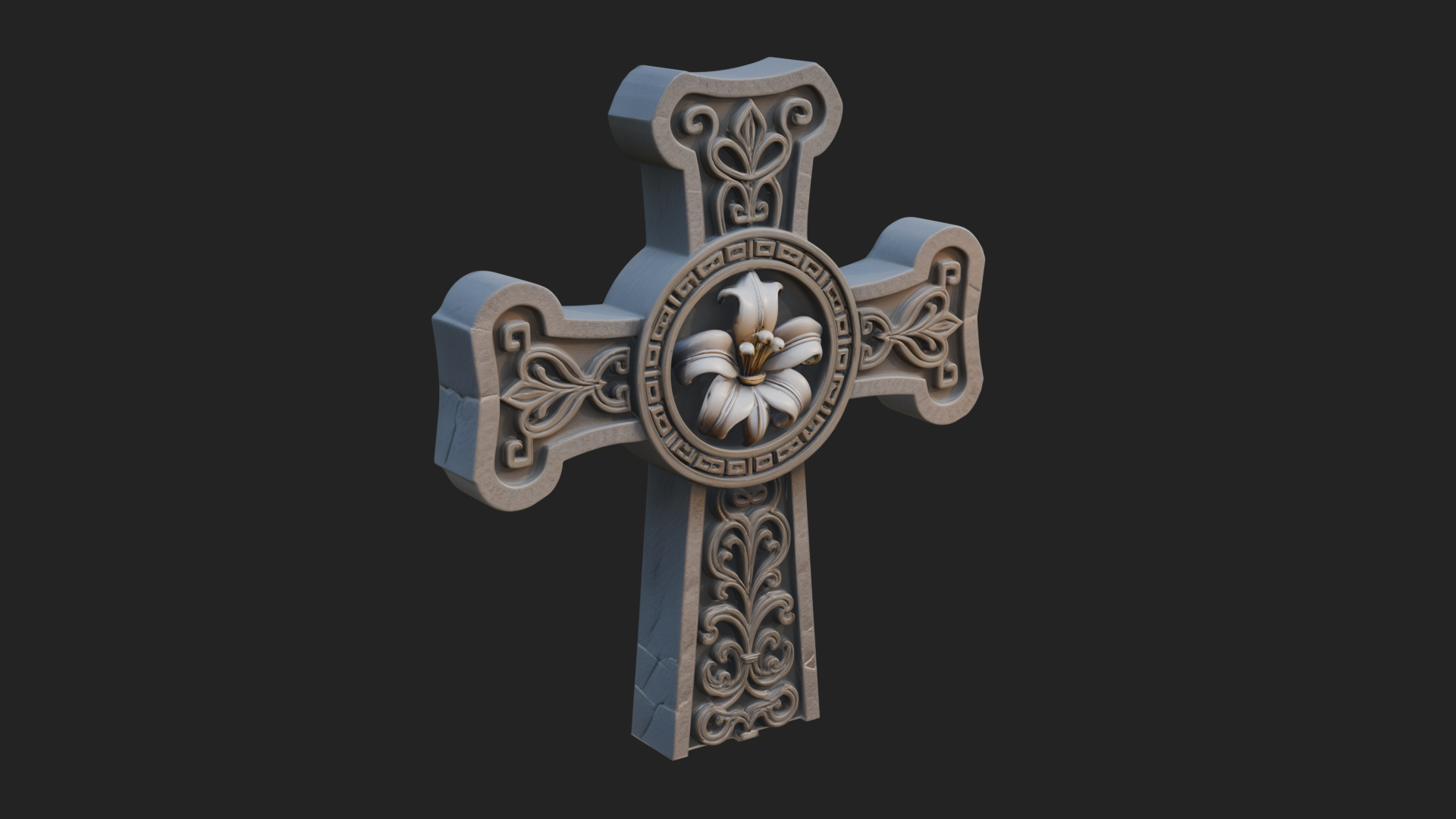 Carved Relief Wall Cross Design 432 3D Print Model 3D Model