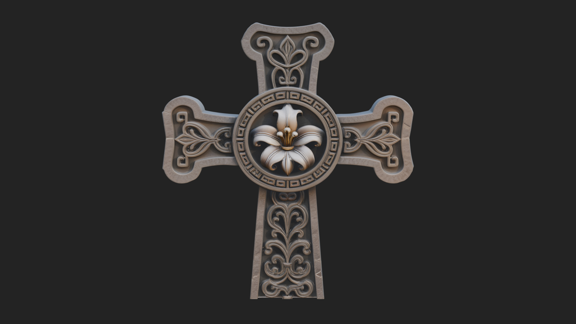 Carved Relief Wall Cross Design 432 3D Print Model 3D Model