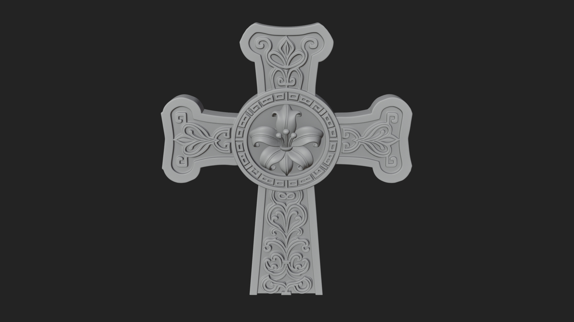 Carved Relief Wall Cross Design 432 3D Print Model 3D Model