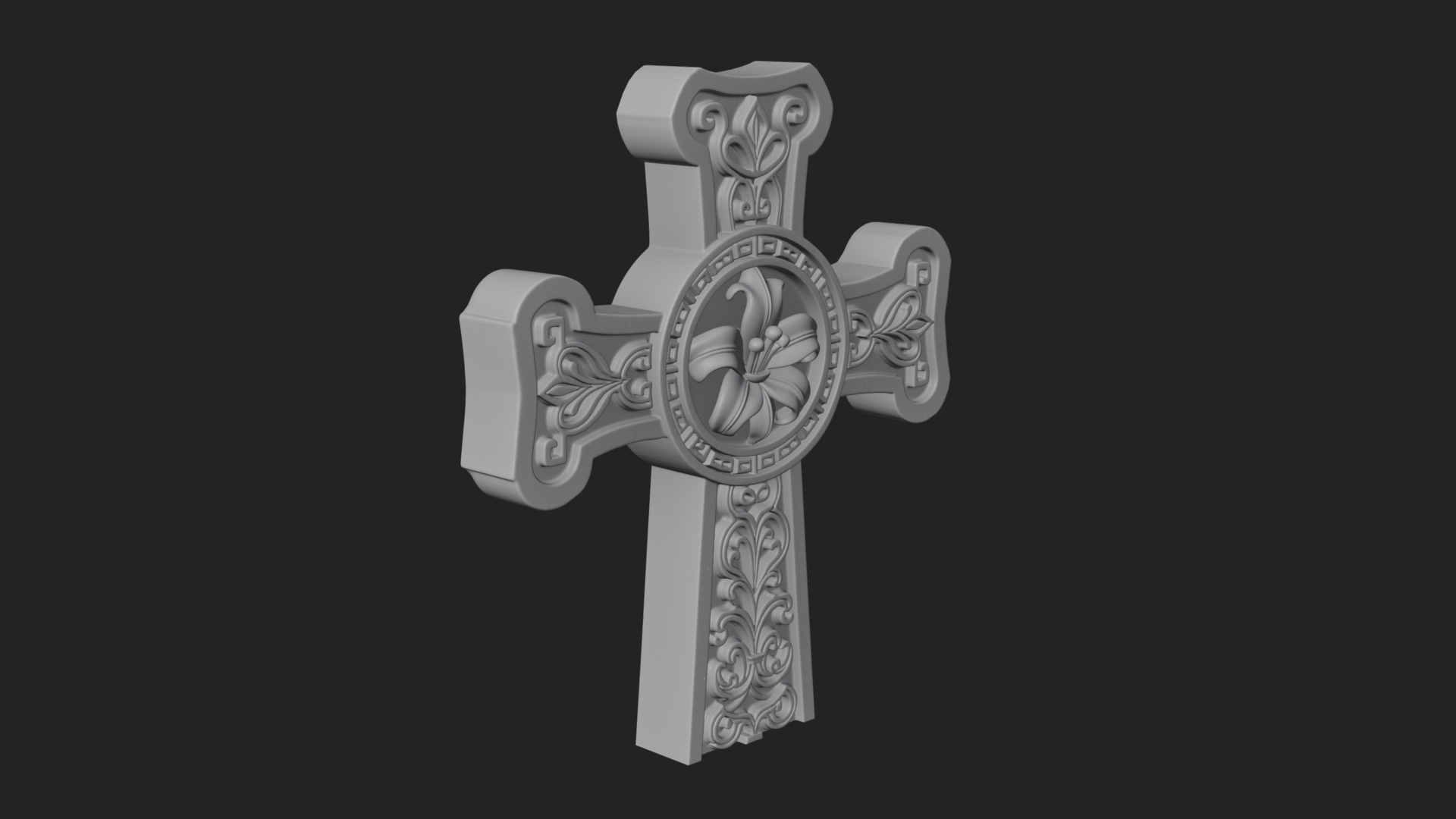 Carved Relief Wall Cross Design 432 3D Print Model 3D Model