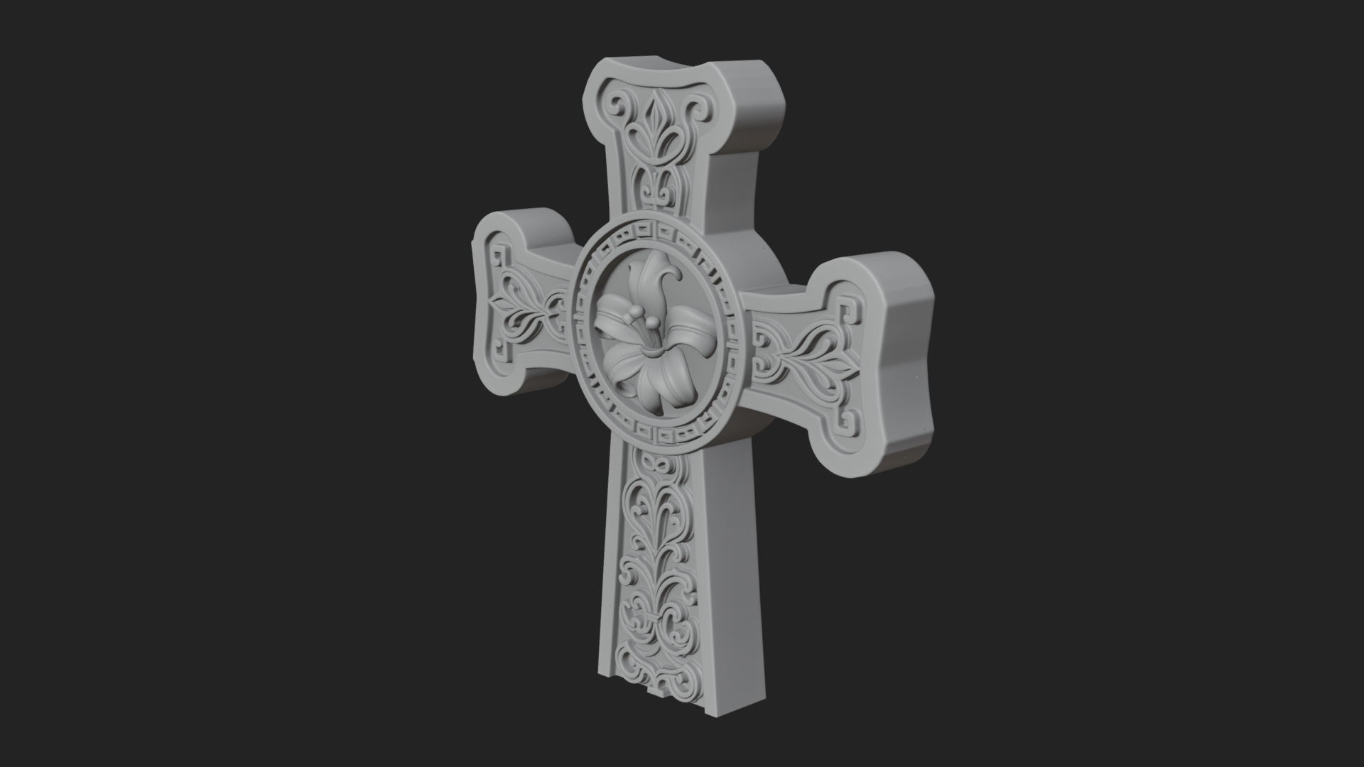 Carved Relief Wall Cross Design 432 3D Print Model 3D Model