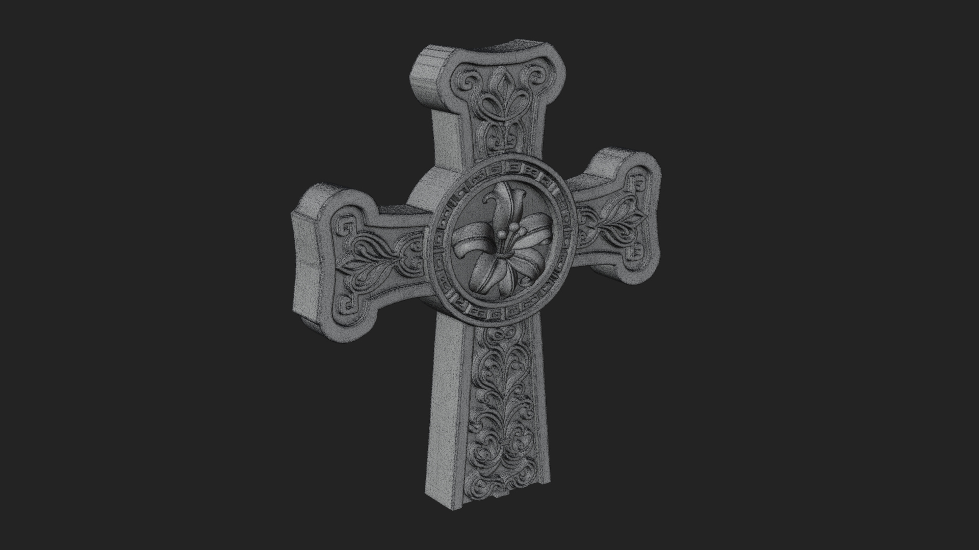 Carved Relief Wall Cross Design 432 3D Print Model 3D Model