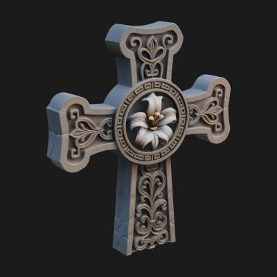 Carved Relief Wall Cross Design 432 3D Print Model