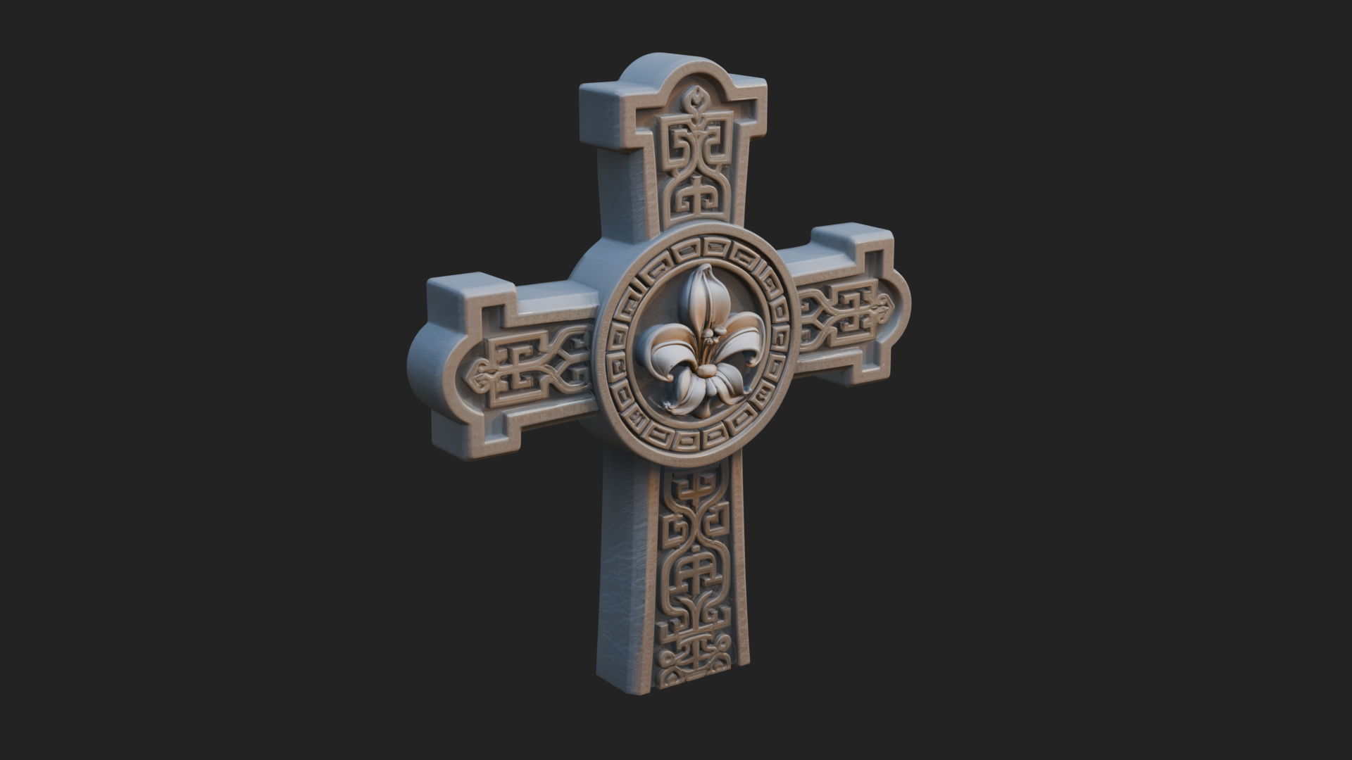 Carved Relief Wall Cross Design 433 3D Print Model 3D Model