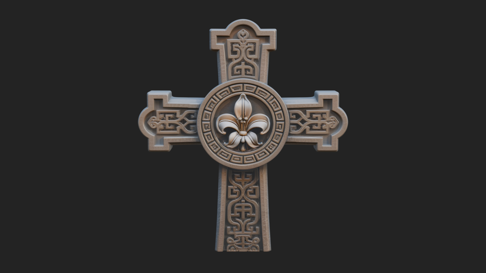 Carved Relief Wall Cross Design 433 3D Print Model 3D Model
