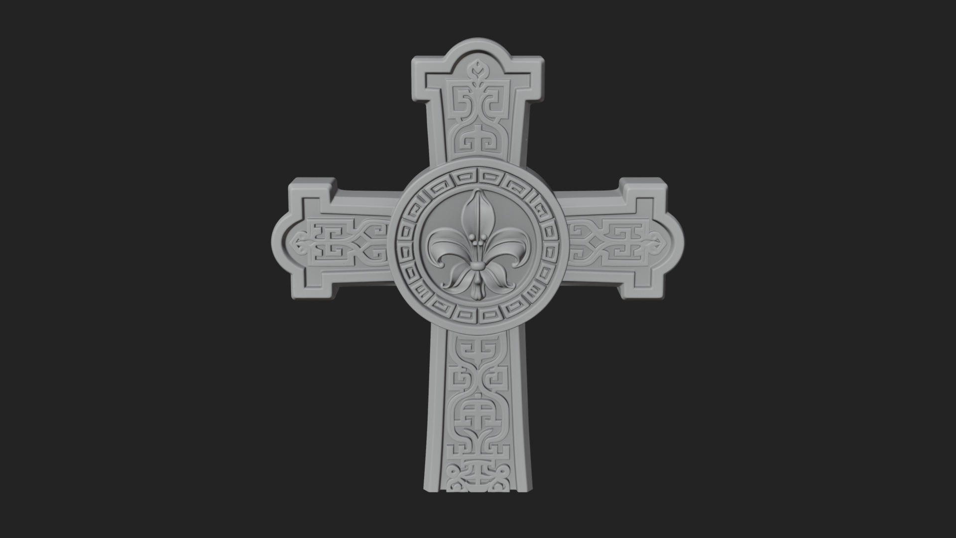 Carved Relief Wall Cross Design 433 3D Print Model 3D Model