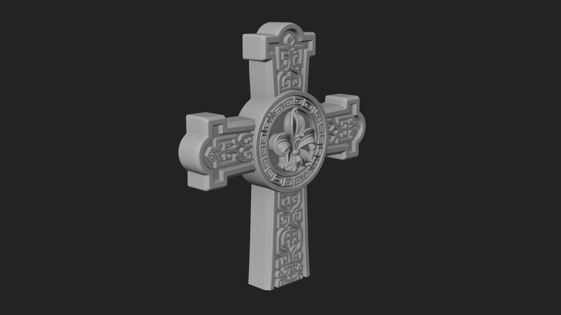 Carved Relief Wall Cross Design 433 3D Print Model 3D Model