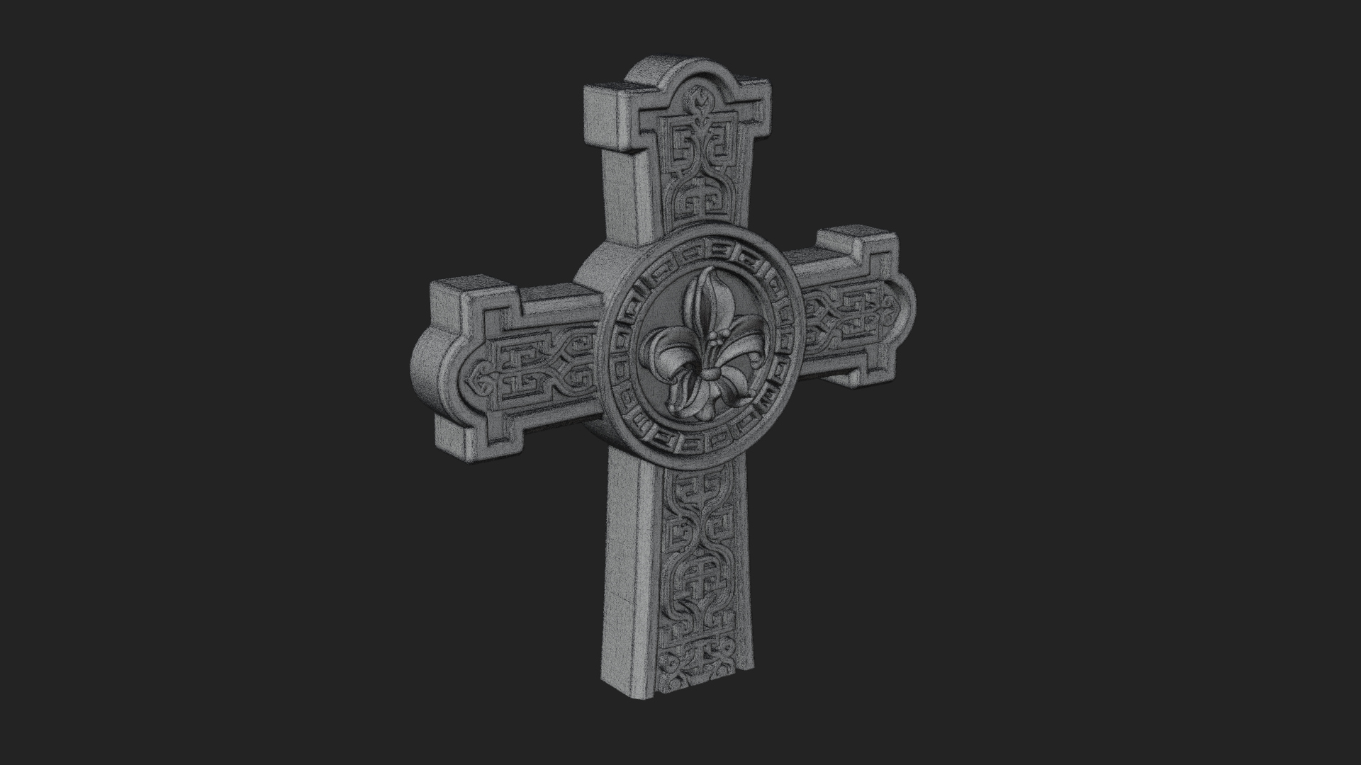 Carved Relief Wall Cross Design 433 3D Print Model 3D Model