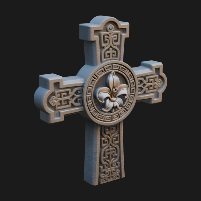Carved Relief Wall Cross Design 433 3D Print Model